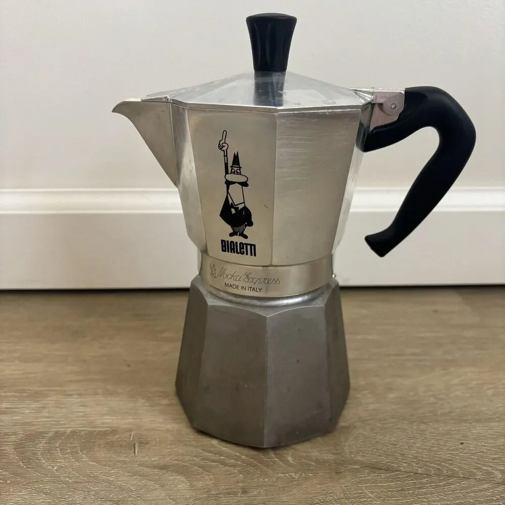 Bialetti Moka Express Espresso Maker Aluminum Stovetop Coffee Pot 3Cup Italy VTG